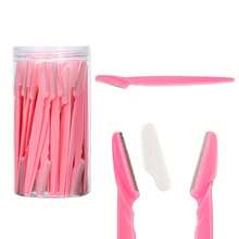 10/25 chiếc dụng cụ tỉa lông mày, dao cạo mặt cầm tay, dụng cụ tẩy lông mày an toàn, dụng cụ trang điểm. - hồng - Xem 2