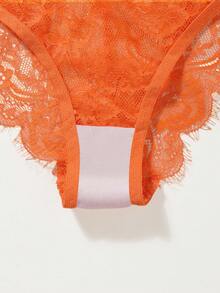 1 Set Women's Embroidered Push-Up Bra And Embroidered Panty - Orange - View 4