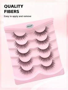 ENCHUW 5 Pairs Lashes With Clear Band Natural Look False Eyelashes Fluffy False Lashes Pack Wispy Eyelashes Curly Makeup Eyelashes For Daily Wear - Black - View 5