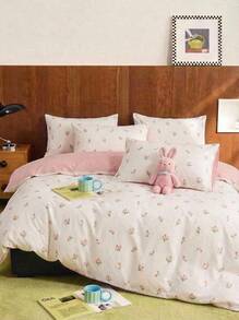 Joivida 1 Bộ chăn ga gối polyester nhẹ họa tiết hoa nhiều màu, Phòng ngủ ấm cúng Rama, Ngôi nhà ấm cúng, Đồ dùng phòng ngủ, Quà tặng tân gia, Sử dụng khi trở lại trường, Đồ dùng thiết yếu trong ký túc xá, Vải dệt thoáng mát cho mùa xuân/hè - hoa tulip - Xem 2