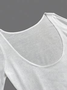 Đầm mini dáng suông mỏng nhẹ, gợi cảm, tối giản, màu trơn, thích hợp cho kỳ nghỉ biển, có bèo nhún, tay loe, hở lưng, màu trắng, dành cho nữ, mùa xuân/hè. - trắng - Xem 8