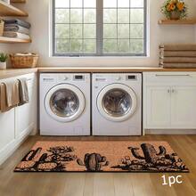 1pc Cactus Pattern Printed Rug, Faux Wool Mat - Highly Absorbent, Easy To Clean, Suitable For Home Decor, Farmhouse, Entryway, Indoor, Room, Kitchen, Dining Room, Small Office/Home Office, Sink, Laundry Room, Doormat, Kitchen Mat, Non-Slip Mat - Multicolor - View 14