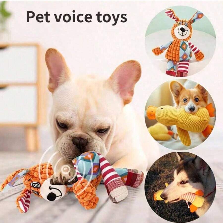 带声音的狗狗玩具，毛绒小狗伙伴，大型犬自主玩耍咀嚼玩具 - 彩色 - 查看 1