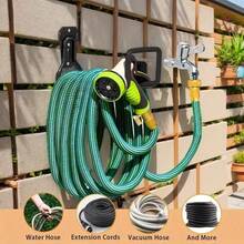 Heavy Duty Metal Garden Hose Holder – Wall Mounted Water Hose Organizer With Rust-Proof Coating (Black, 18-Inch, Outdoor Use) - 預設 - 查看 10