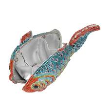 Women Mini Fish Evening Clutch Rhinestone Purse Sparkling Handbag For Wedding Party Banquet - Blue Multicolor - View 6