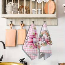 2pcs Easter Bunny Candle Kitchen Towel Set, Soft & Absorbent Cooking/Baking Tea Towels, Dish Cloths, Housewarming Gift For Friends, Kitchen Accessories, Decor, Household Essentials - Multicolor - View 4