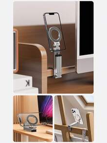 Soporte de teléfono de aleación portátil, soporte magnético de teléfono compatible con MagSafe, de aleación de aluminio, rotación de 360°, plegable, adecuado para viajes, automóvil y escritorio, regalo del Día de la Madre - Multicolor - Ver 2