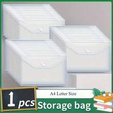 1pc A4 Clear File Folder - Waterproof Document Organizer Bag With Snap Closure, Thick Plastic For Office, School, Home Storage, Desktop File Holder, Portable Design, Secure Snap - Single Piece - View 5