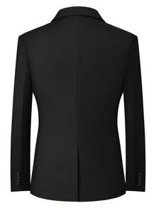 Single Men's Suit Jacket, Formal Business Attire, Valentine's Day Gift, Matching Family Outfits, Couple Outfits, Suitable For Weddings, Everyday Commuting, Meetings, And Formal Wear. Black Jacket, Long Sleeves, Unlined, Suitable For Spring And Autumn, Loose Fit, Casual Style, Single Button. - 黑色 - 查看 2