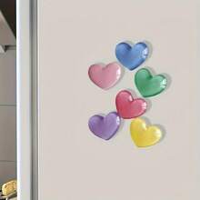 6/12pcs Cute Heart-Shaped Fridge Magnets And Whiteboard Magnetic Stickers, Suitable For Kitchen And Office Decoration, Wedding Magnetic Decor, Fridge Magnets, Kitchen Accessories, Home Decor, Mother's Day Gift - Multicolor - View 6