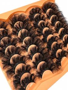 14 Pairs Extra Thick & Fluffy Faux Mink Eyelashes - Dense, Fluffy, Elegant D-Curl Fake Lashes, Natural Look, Fluffy Cat Eye Lashes, Suitable For Bold Eye Makeup, Reusable, Ideal For Beginners, Suitable For All Occasions - 濃密款 - 查看 7