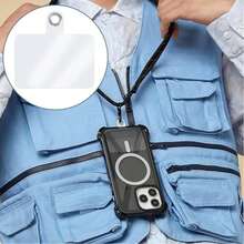 5 Packs Phone Tether Tab, Cellphone Lanyard Tab With Metal Ring, Universal Replacement Attachment PVC Cell Phone Patches Sticker Pad For All Full Phone Smartphone Cases - Clear - View 6