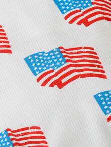 美国国旗7月4日主题婴儿连体衣，爱国风格，男女宝宝均适用，透气柔软，按扣式设计（1-12个月） - 白色 - 查看 4