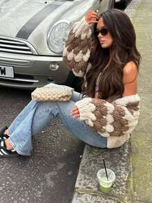 Women's New Long-Sleeve Loose Knit Cardigan For Spring  Autumn - Also Suitable For Winter  Fall Wear - Chocolate Brown - View 3