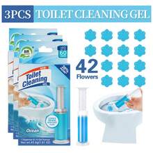 42 Count Fresh Flower Gel Stamp Toilet Cleaner, Air Freshener, Fresh Bathroom Toilet Cleaning Gel Stamp, Helps Keep Toilet Clean, Prevents Scale And Toilet Ring, 6 Fragrance Options, Includes 1 Dispenser And 4 Gels - Ocean - 查看 6
