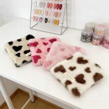 1pc Plush Heart Pattern Square Nail Art Display Board, Mini Nail Salon Color Card Sample Display Stand, Desktop Nail Polish Color Card Sample Display Board, Fake Nails Photography Prop Background - Multicolor - View 10