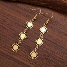 Victorian Vintage Small Golden Sun Tassel Pendant Long Earrings, Perfect For Jewelry Festival And Daily Wear - Yellow Gold - View 4