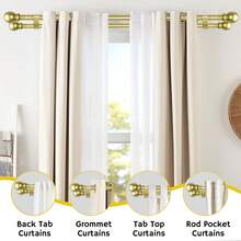 33-156 英寸双杆窗帘杆套装,金色窗帘杆带悬挂支架,5/8 英寸小号加长遮光窗帘杆,适用于卧室、客厅 - 金色 - 查看 5