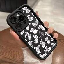 かわいいウサギ柄の耐衝撃性スマホケース,Phone16/16pro/16promax/16plus/Phone15/15pro/15promax/15plus/14/14pro/14promax/14plus/13/13pro/13promax/12/12pro/12promax/11/11pro/11Promaxシリーズの携帯電話の保護するケースに適用可能. - ブラック - チェックする 2
