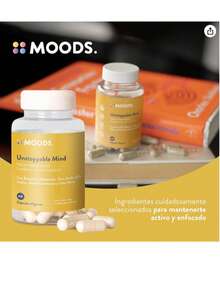 Moods | Nootropico para la Mente con Melena de León, Bacopin, L-Glutamina, Ácido Alfa Lipoico y Zinc - Suplemento natural para Concentracion, Memoria y Agilidad Mental - 60 Cápsulas Veganas - Unstoppable Mind - Amarillo Mostaza - Ver 1