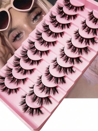 10对斜飞假睫毛 | 0.8-1.2厘米金色长度，自然卷翘，芒果尖尾设计重塑眼型，闪亮修长