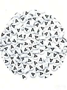 亚克力字母珠首饰制作套件 - 100/200/300/500/800/1000/2000 件，波西米亚风格 DIY 手链、项链、带字母饰物的钥匙扣，DIY 工艺用品 - 混合空心字母珠，带有游戏和友谊主题 - 黑與白 - 查看 10