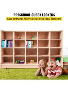 Cubby Mobile Tray Storage Cabinet, 20-Compartment Cubby Storage Shelf, Cubby Storage Cabinet 4 X 5, Classroom Cubbies, Classroom Furniture For Home, Daycare And Preschool, Natural - Apricot - View 2