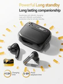 Acer OHR644 In-Ear Wireless Headphones, 4 Mic ANC Active Noise Cancellation, Panoramic Sound, Soft Silicone Earbuds, Comfortable Fit, Long Battery Life, Suitable For Sports & Running, Compatible With Smartphones & Tablets - one-size - View 10