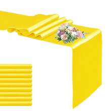 10 Pack Satin Table Runner Yellow 12 X 108 Inch Long,Satin Silk Table Runner For Wedding,Birthday Party And Banquet(Yellow,10 Pack) - Màu vàng - Xem 1