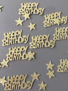 1 conjunto/1 unidade de confete de papel em formato de estrela de cinco pontas com glitter para decoração de festas de aniversário. Ideal para bolos de aniversário, casamentos, aniversários de casamento, decoração de ambientes, festas em geral, jogos de mesa em casamentos e ocasiões de primavera (Páscoa). - Ouro - Ver 12