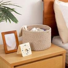 1 peça Cesto macio tecido à mão, cesto de arrumação, cesto organizador, cesto de cosméticos, cesto de viagem, cesto de decoração de sala, cesto de presente, cesto preto, cesto de arrumação, cesto de brinquedos, cesto de decoração de casa, cesto de decoração de secretária, decoração de casa, cesto de decoração de quarto, cesto de presente - Efedra - Ver 5