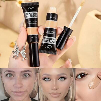 Corrector de ojos de cobertura total - Oculta arrugas y ojeras, fórmula resistente al agua apta para todos los tonos de piel