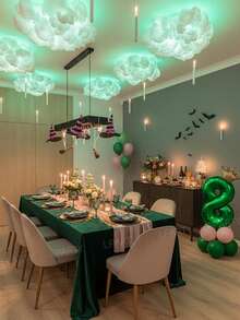 12pcs/Set 32-Inch Green Number 0-9 Birthday Party Decorative Balloons, 10-Inch Light Green And Macaron Pink Latex Balloons, Mini Gold Crown Shaped Balloons, Suitable For Birthday, Baby Shower, Princess Theme Party Decorations - Green Numbers - View 5