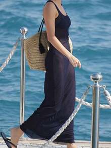 Nuevo vestido de playa transparente y sexy de malla para primavera y verano, cubrecostillas de bikini - azul real - Ver 2