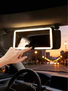 Car Sun Visor Vanity Mirror With LED Light, Shatterproof In-Car Makeup Mirror Lighting Accessories, High Definition Mirror Surface With Lamp - LED Vanity Mirror - View 1