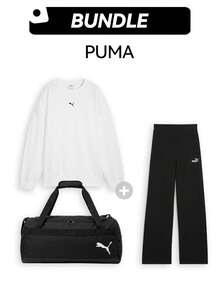 Puma Unisex Sports Bag & Top & Leggings Casual Lightweight Storage Comfort Gym Commuting Daily - 黑白 - 查看 1