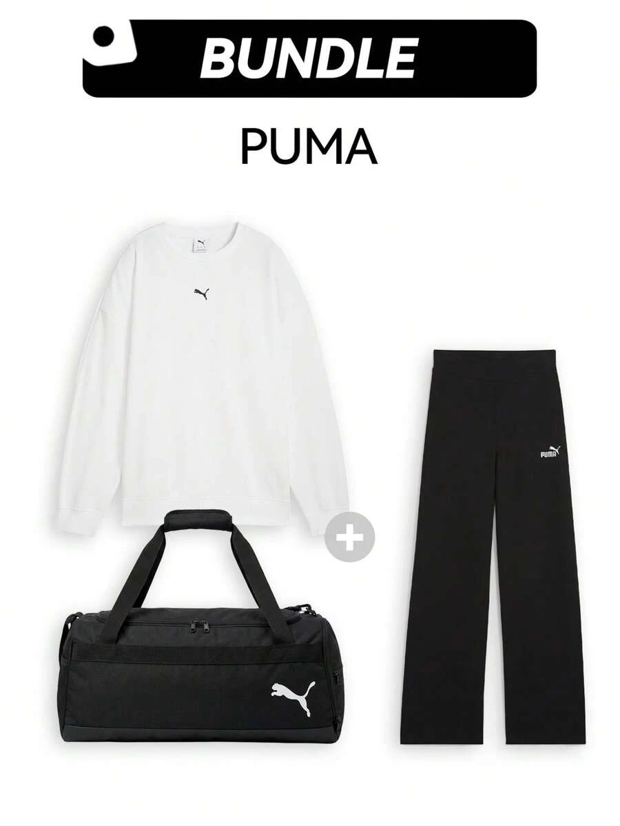 Puma Unisex Sports Bag & Top & Leggings Casual Lightweight Storage Comfort Gym Commuting Daily - 黑白 - 查看 1