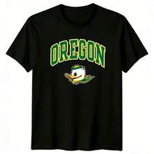 NCAA Oregons Ducks Arch Logo Mascot Graphic T-Shirt. NCAA T-Shirt, CollegeBasketball Tee - 黑色 - 查看 1