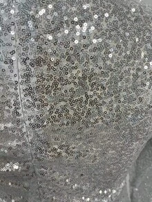 Hollow Off-The-Shoulder Dress Crew Neck Slim-Fitting Temperament S-Shaped Sequined Dress - Bạc - Xem 4
