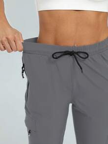 DREAMSPORT Quần jogger và quần ống rộng kiểu cargo dành cho nữ | Quần leo núi, du lịch, nhanh khô, nhẹ, quần thể thao thường ngày cho phòng tập, mặc nhà và tập luyện mùa xuân - Màu Xám nhạt - Xem 5