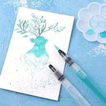 Set de 12 piezas de pinceles acuarelables, súper fáciles de usar y rellenar, bolígrafos de pintura de acuarela, bolígrafos de color solubles en agua para principiantes - pluma de acuarela - Ver 7