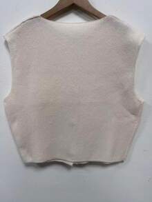 Fashionable High-End 3D Button V-Neck Cardigan Vest Summer - Apricot - View 4