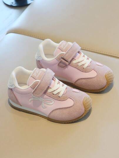 1 đôi giày thể thao unisex cho trẻ em, kiểu buộc dây chéo, mũi tròn, đế dày, chống trượt, mềm mại, làm từ chất liệu PU, thích hợp cho mọi mùa.