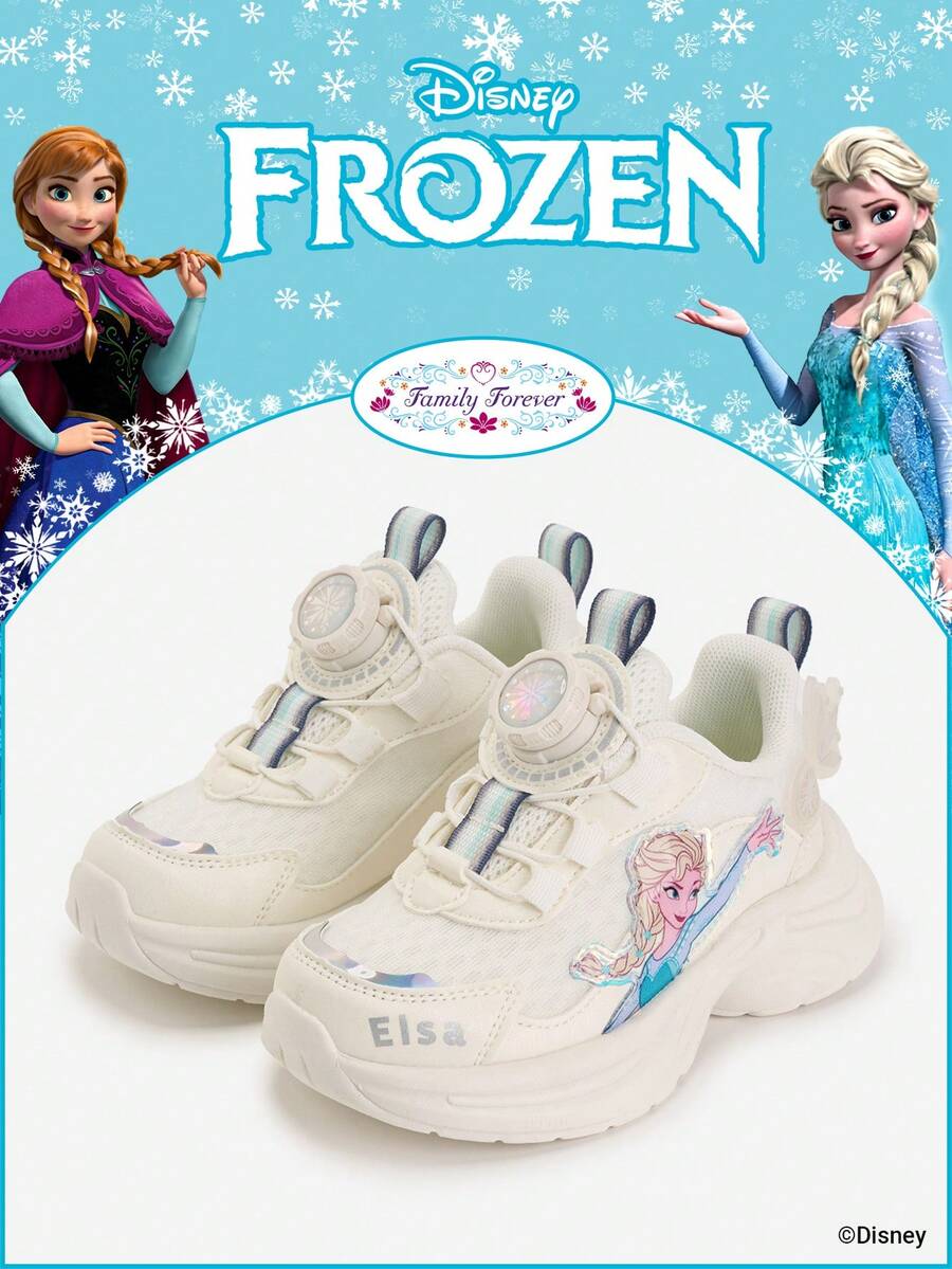 Disney 1 Pair Children's Authorized Collaboration Sports Shoes, Including Princess, Anna Princess, And Arendelle Princess Sports Shoes, Suitable For Daily, Holiday Sports And Outdoor Wear. Comfortable, Non-Slip, Durable And Breathable Soles - White - View 1