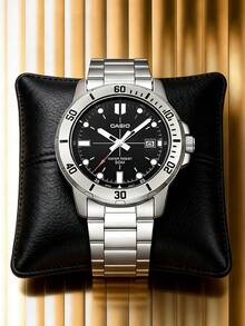 Casio STANDARD 系列剑鱼海怪海洋之心石英机芯不锈钢表带日韩风格男士腕表，黑色表盘 MTP-VD01D-1E - 黑色 - 查看 1