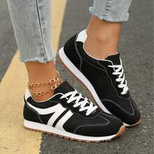 Women'S Casual Slip-On Sneakers, Breathable Low-Top Walking Skate Shoes, Lightweight White Daily Shoes - 升級黑 - 查看 1