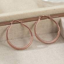 Copper Wire Wrapped Hoop Earrings, Copper Large Hoop Earrings, Rustic Style Jewelry, Large Hoop Earrings - Bronze - View 3