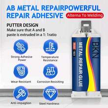 High Strength Metal Repair Glue Strong Cold Welding Glue Magic Plastic Repair Casting Adhesive Heat Resistance AB Glue Sealant - A - View 2