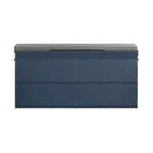SoBuy Shoe Bench With Seat, Storage Bench With 2 Flaps, Narrow Shoe Cabinet With Seat & Shoe Rack, Space-Saving Shoe Storage For Hallways & Small Rooms, 104x52x24cm, Blue, FSR64-B - Blue - View 10