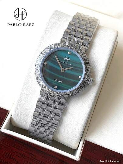  Pablo Raez 1pc Silver Women Green Luxury Simple Watch Stainless Steel Fashion Quartz Watch For Lady Top Brand New Design With Diamond Display Woman Dress Wristwatch 50M Waterproof Heavy Solid Steel Bracelet Chain Casual Teenagers Girls Watch Nice Gifts For Female Friend Or Family Fit For Daily Life/Work/Party Decorations Graduation Wedding Presents